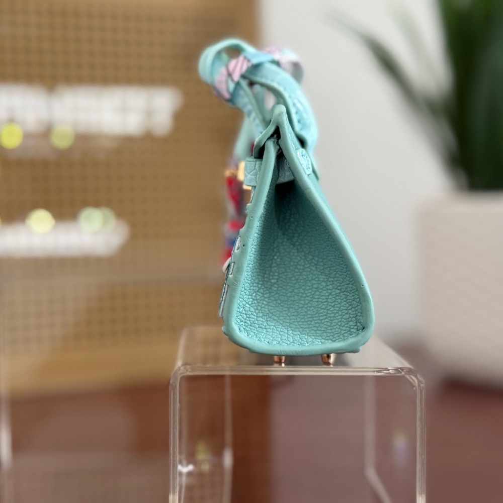 New Mini Designer Cyan blue Handbag bag charm keychain - Picture 4 of 10